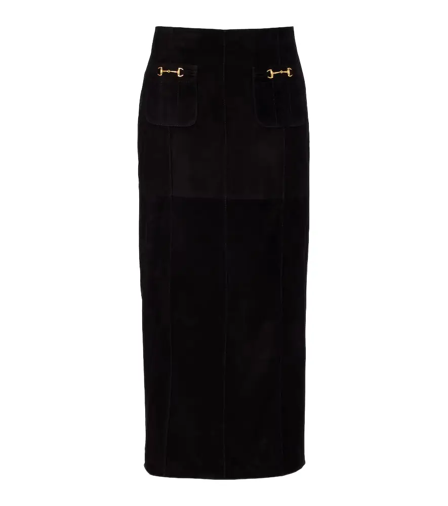 Rixo Edwina high-rise suede midi skirt | Image 1 Rixo Edwina high-rise suede midi skirt | Image 1