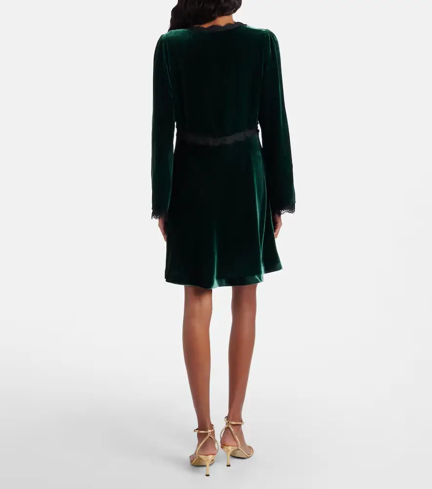 Rixo Macie lace-trimmed velvet minidress | Thumbnail 2 Rixo Macie lace-trimmed velvet minidress | Thumbnail 2