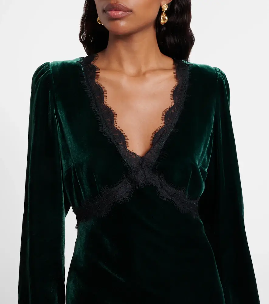 Rixo Macie lace-trimmed velvet minidress | Thumbnail 3 Rixo Macie lace-trimmed velvet minidress | Thumbnail 3