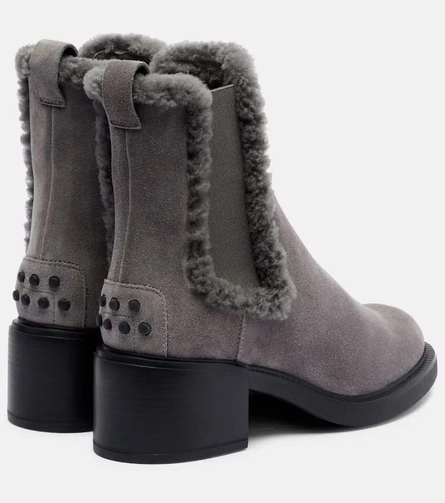 Tod's 60 shearling-trimmed suede ankle boots | Thumbnail 2