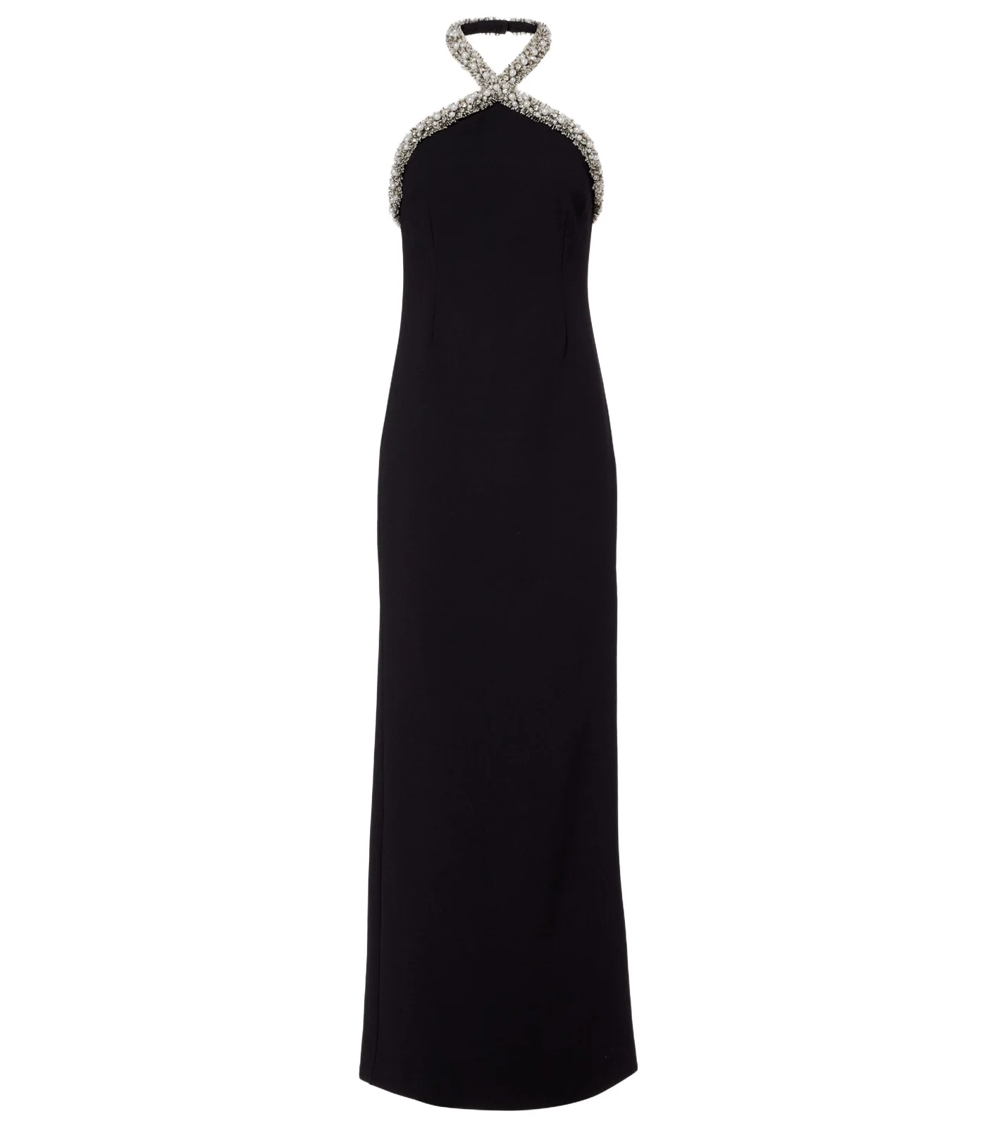 Embellished halterneck crêpe gown