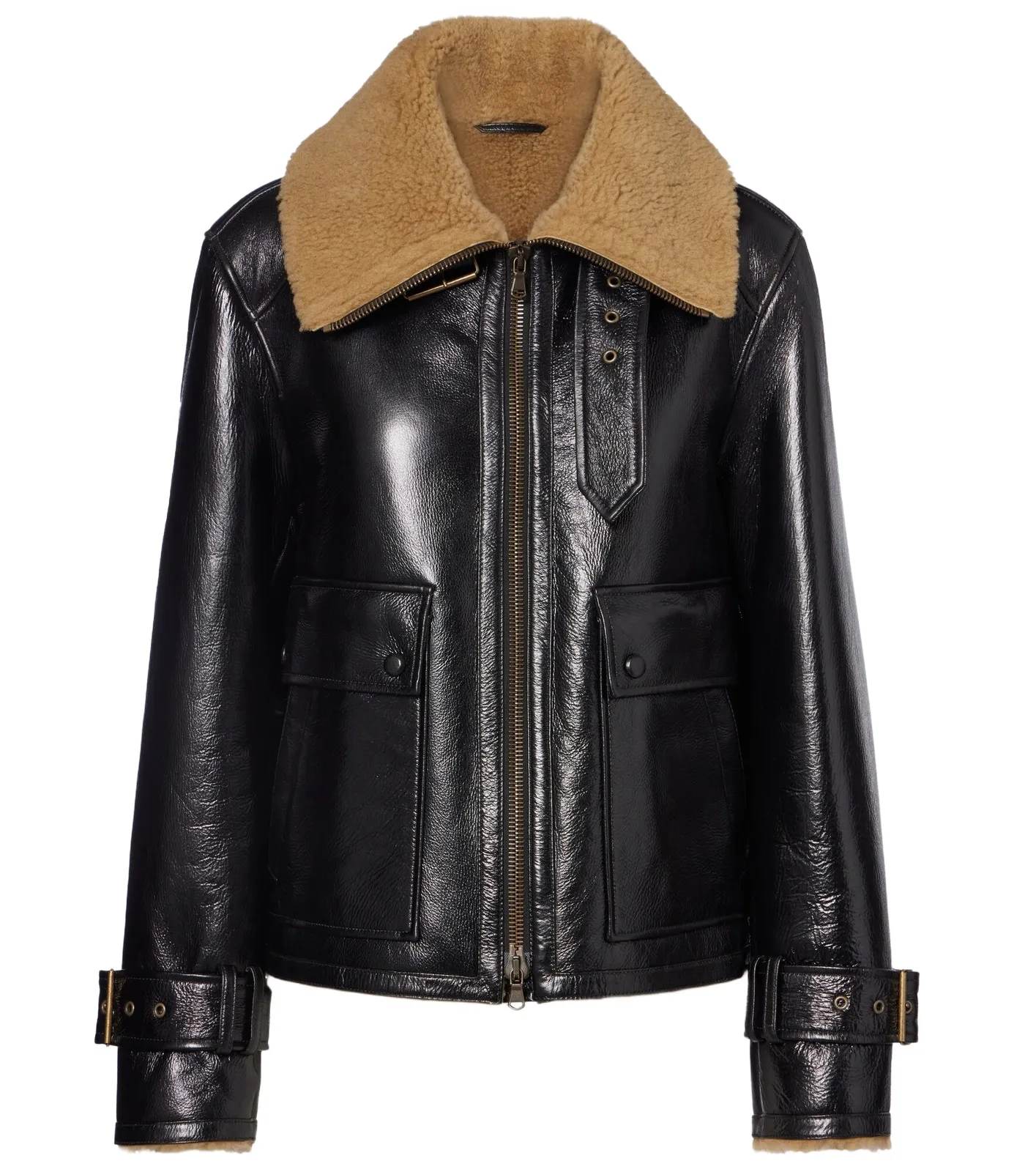 Danika shearling-lined leather jacket