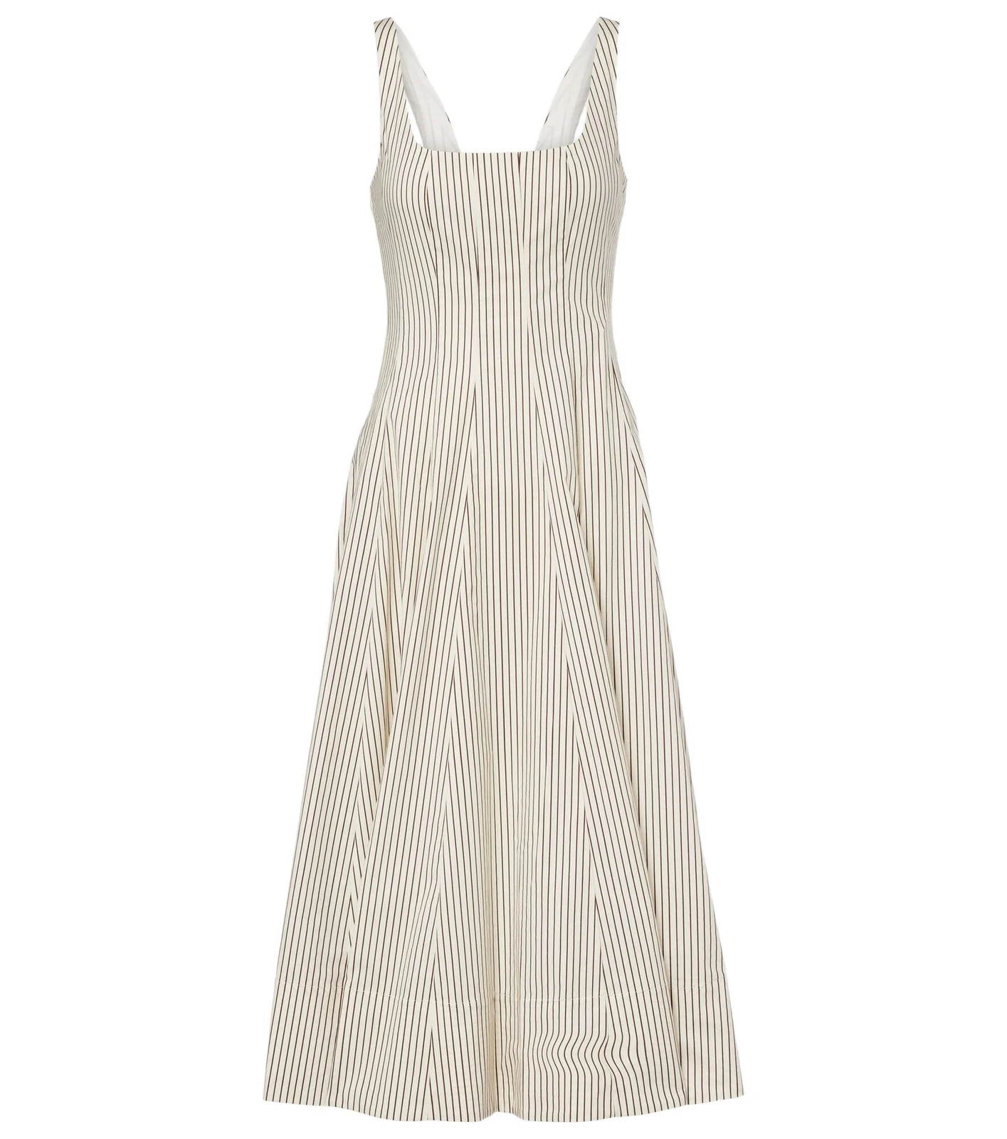 Striped pleated cotton midi dress Striped pleated cotton midi dress