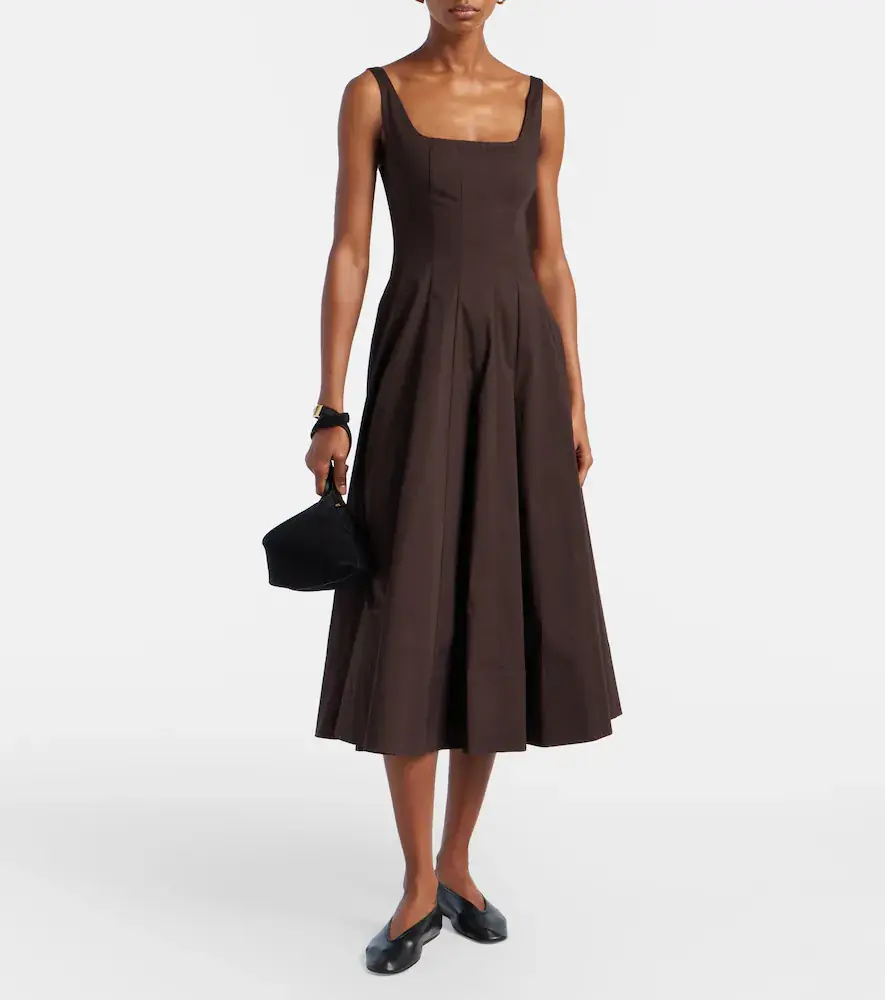 Staud Pleated cotton midi dress | Thumbnail 5