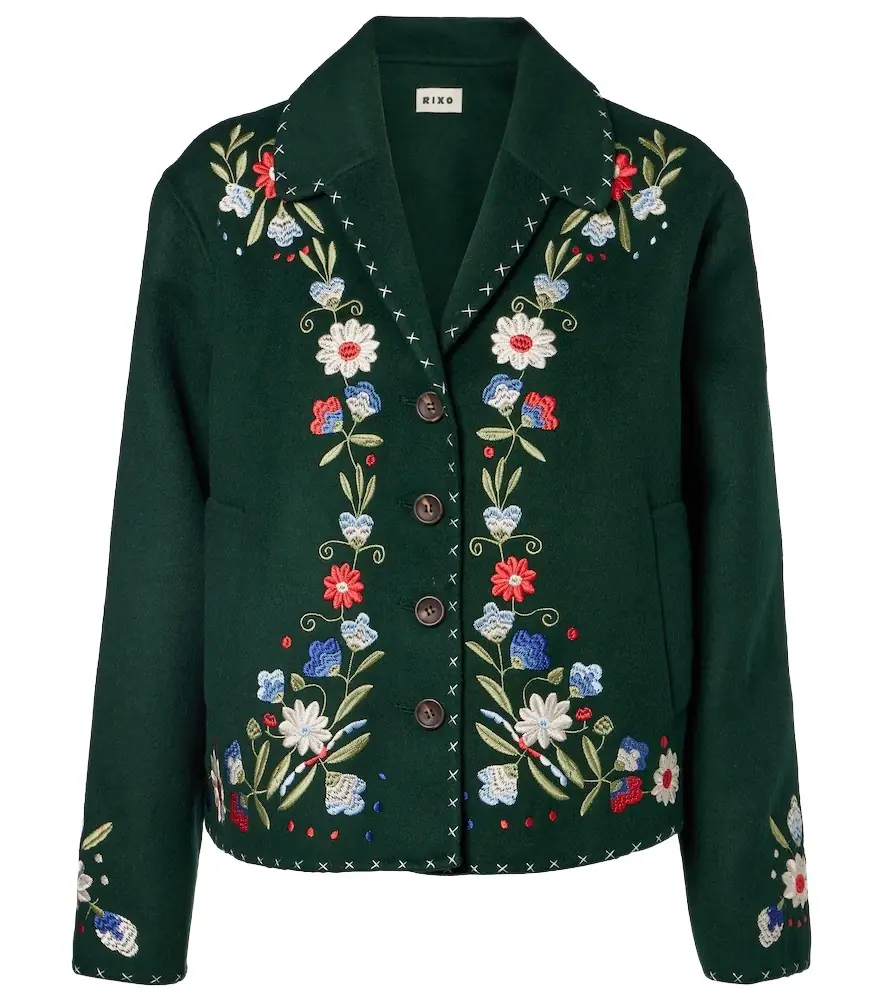 Rixo Jude embroidered wool-blend jacket | Image 1 Rixo Jude embroidered wool-blend jacket | Image 1