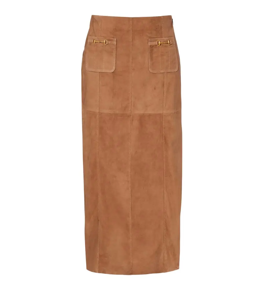 Rixo Edwina high-waist suede midi skirt | Image 1 Rixo Edwina high-waist suede midi skirt | Image 1