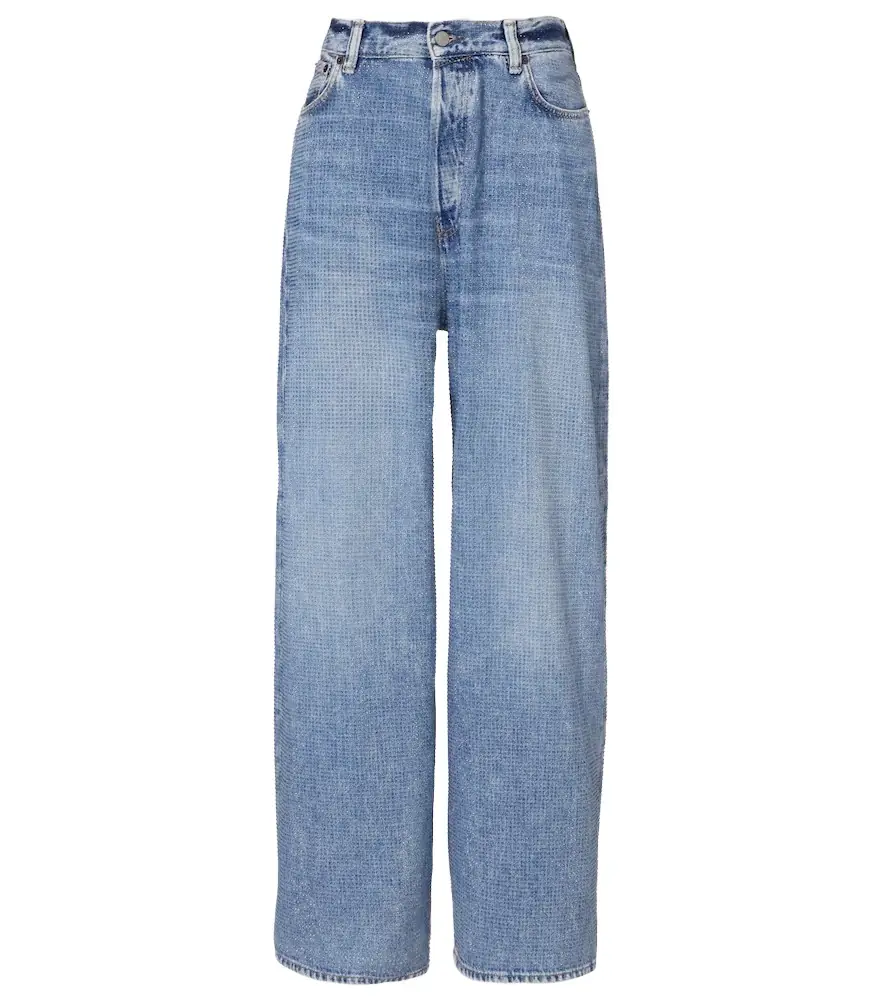 Acne Studios Crystal-embellished low-rise wide-leg jeans | Image 1 Acne Studios Crystal-embellished low-rise wide-leg jeans | Image 1