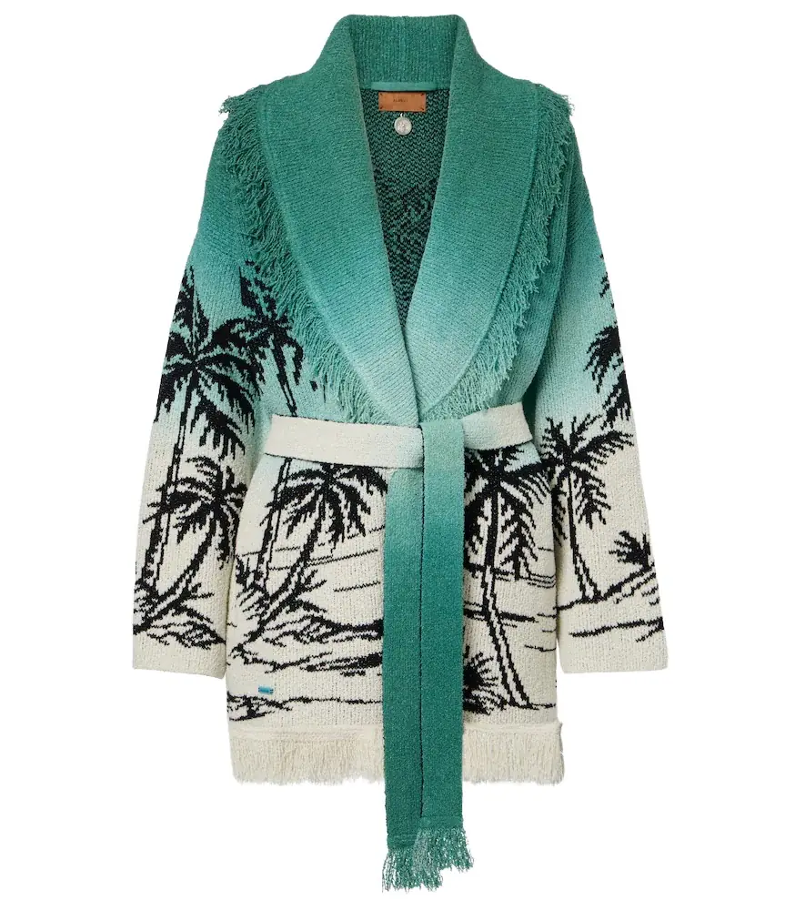 Alanui Wave Bloom fringed cotton-blend jacquard cardigan | Image 1 Alanui Wave Bloom fringed cotton-blend jacquard cardigan | Image 1