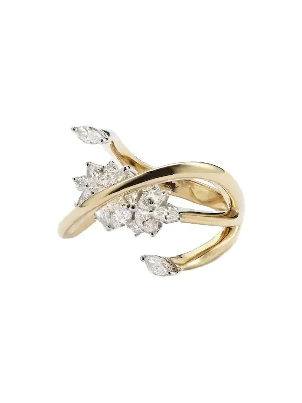 Golden Strada 18kt yellow and white gold ring with diamonds