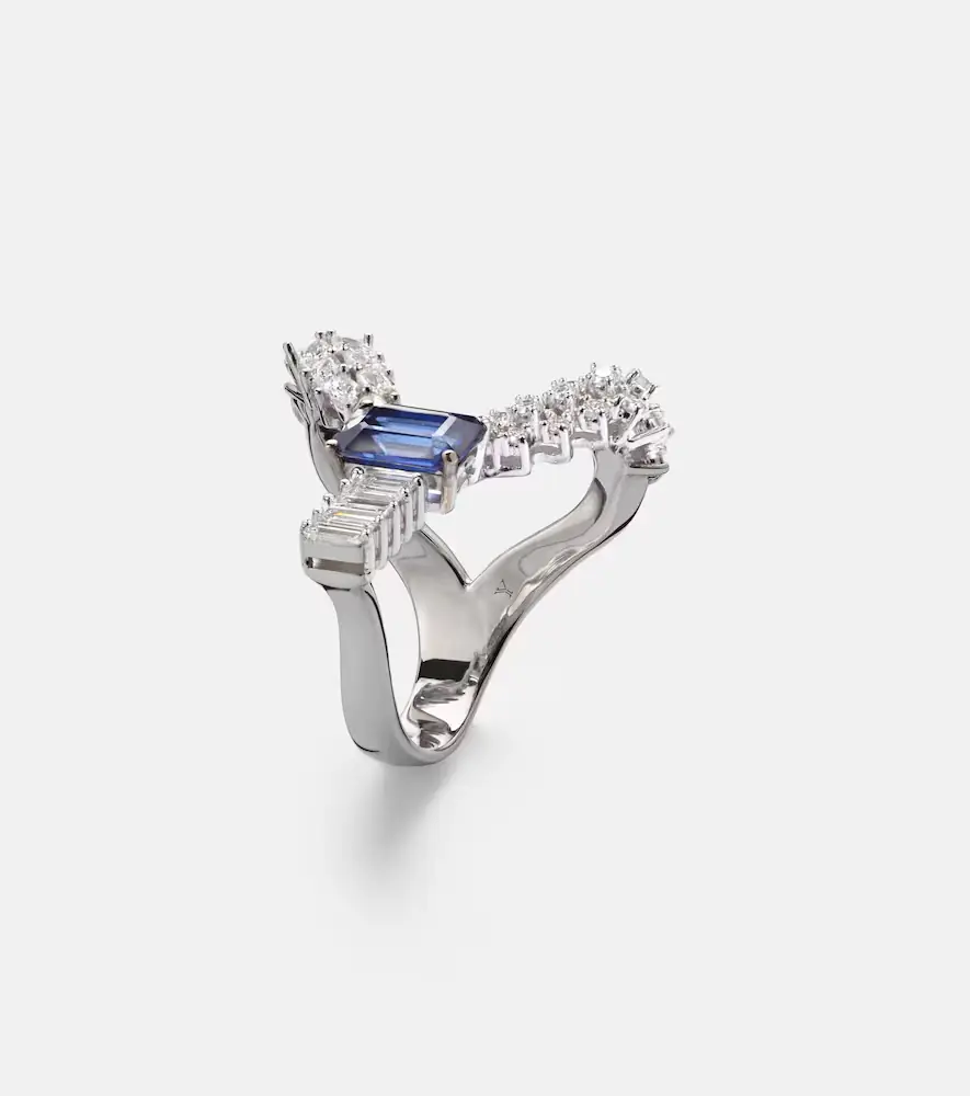 YEPREM Reign Supreme 18kt white gold ring with sapphire and diamonds | Thumbnail 4 YEPREM Reign Supreme 18kt white gold ring with sapphire and diamonds | Thumbnail 4