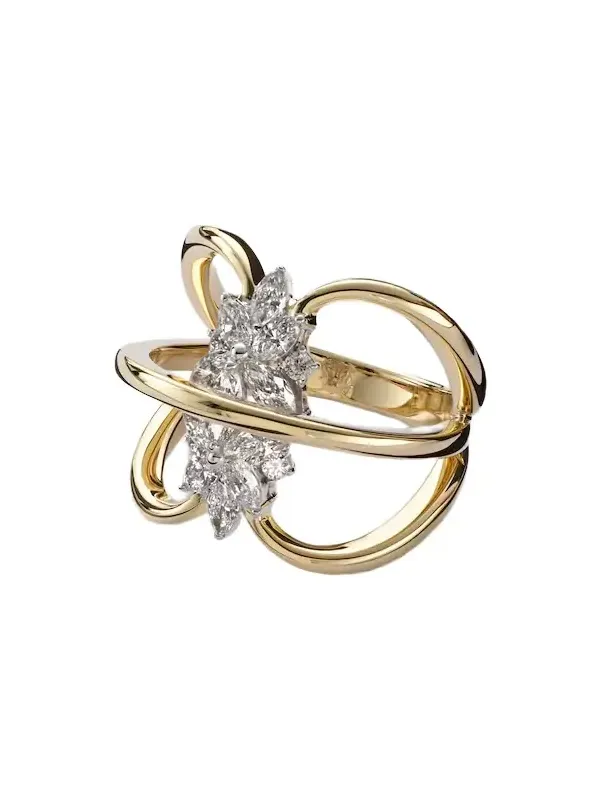 Golden Strada 18kt yellow and white gold ring with diamonds