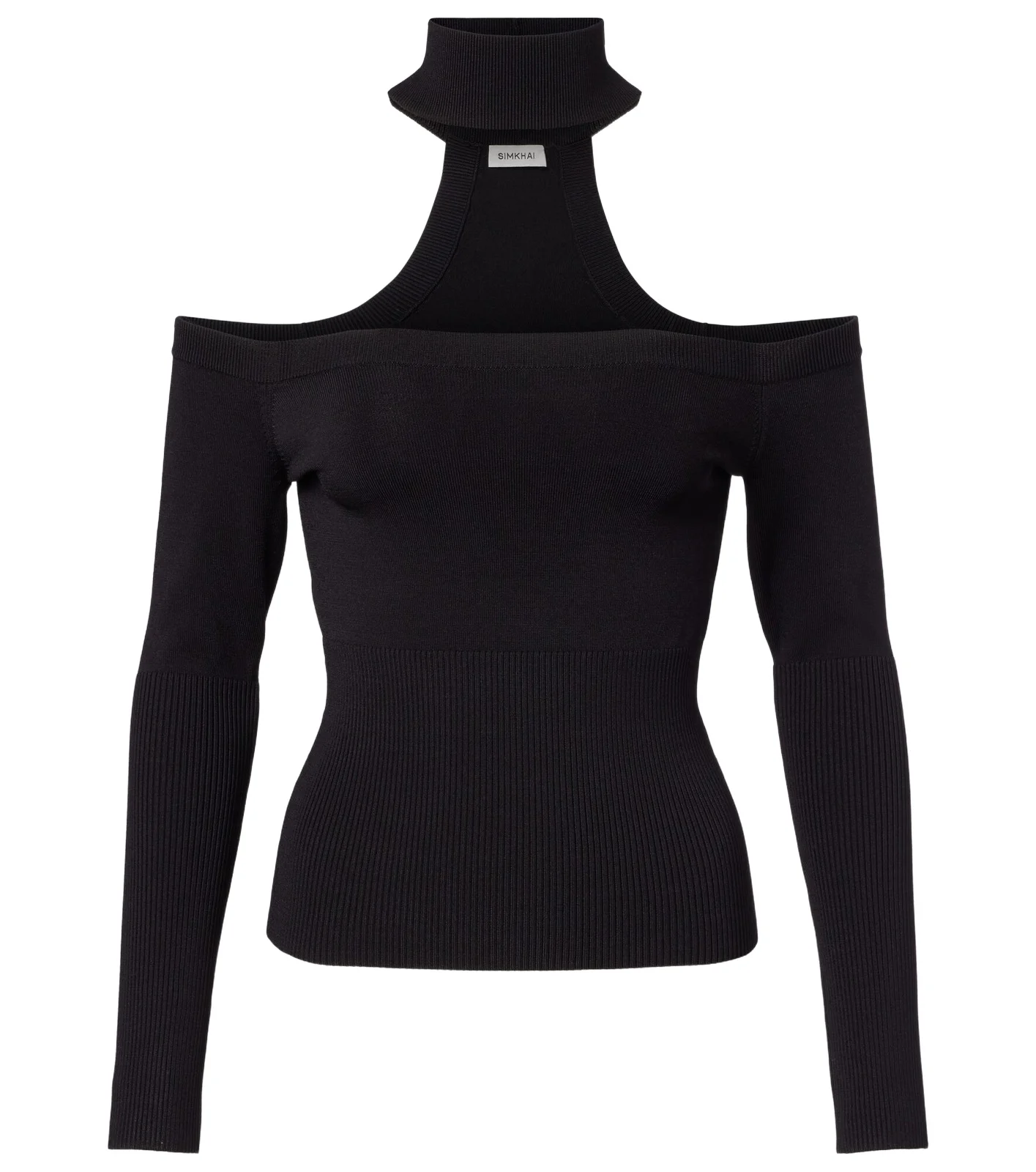 Lila ribbed-knit off-shoulder top