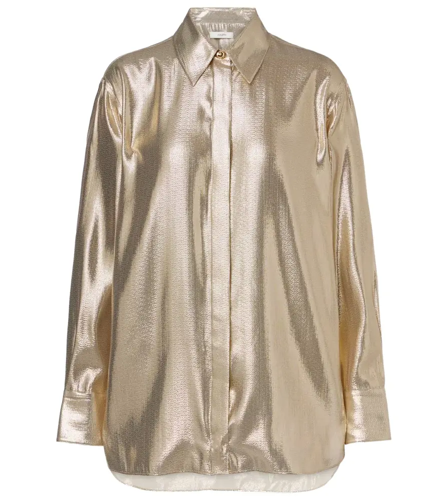Capri silk-blend lamé blouse Capri silk-blend lamé blouse