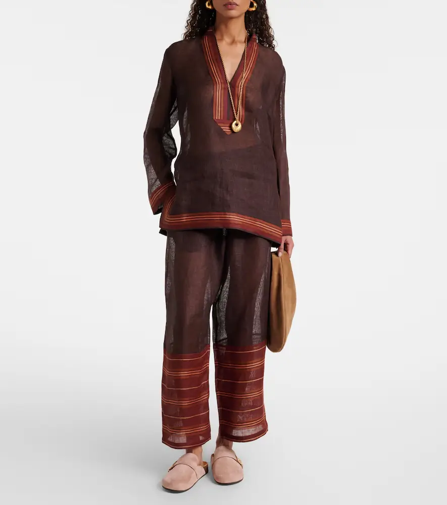 Tory Burch Striped cropped linen pants | Thumbnail 6 Tory Burch Striped cropped linen pants | Thumbnail 6