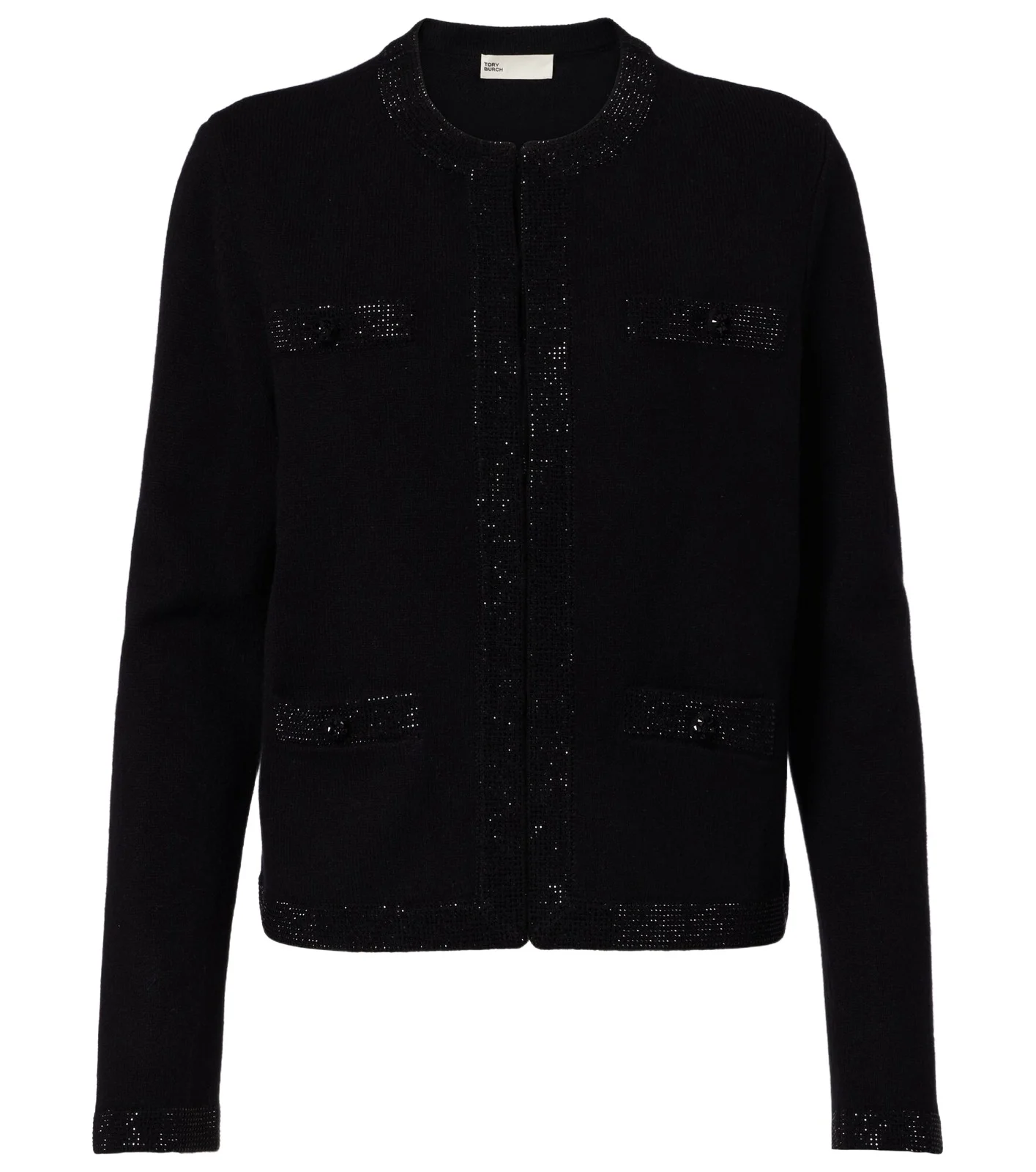 Embellished wool-blend cardigan