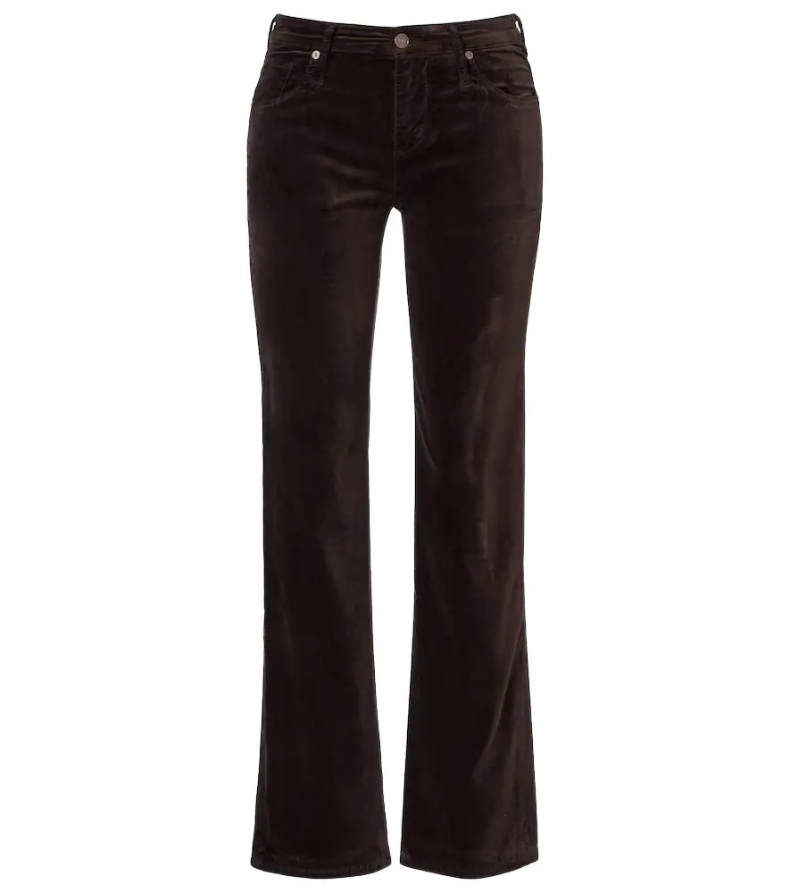 7 For All Mankind Calie Straight mid-rise cotton-blend velvet straight pants