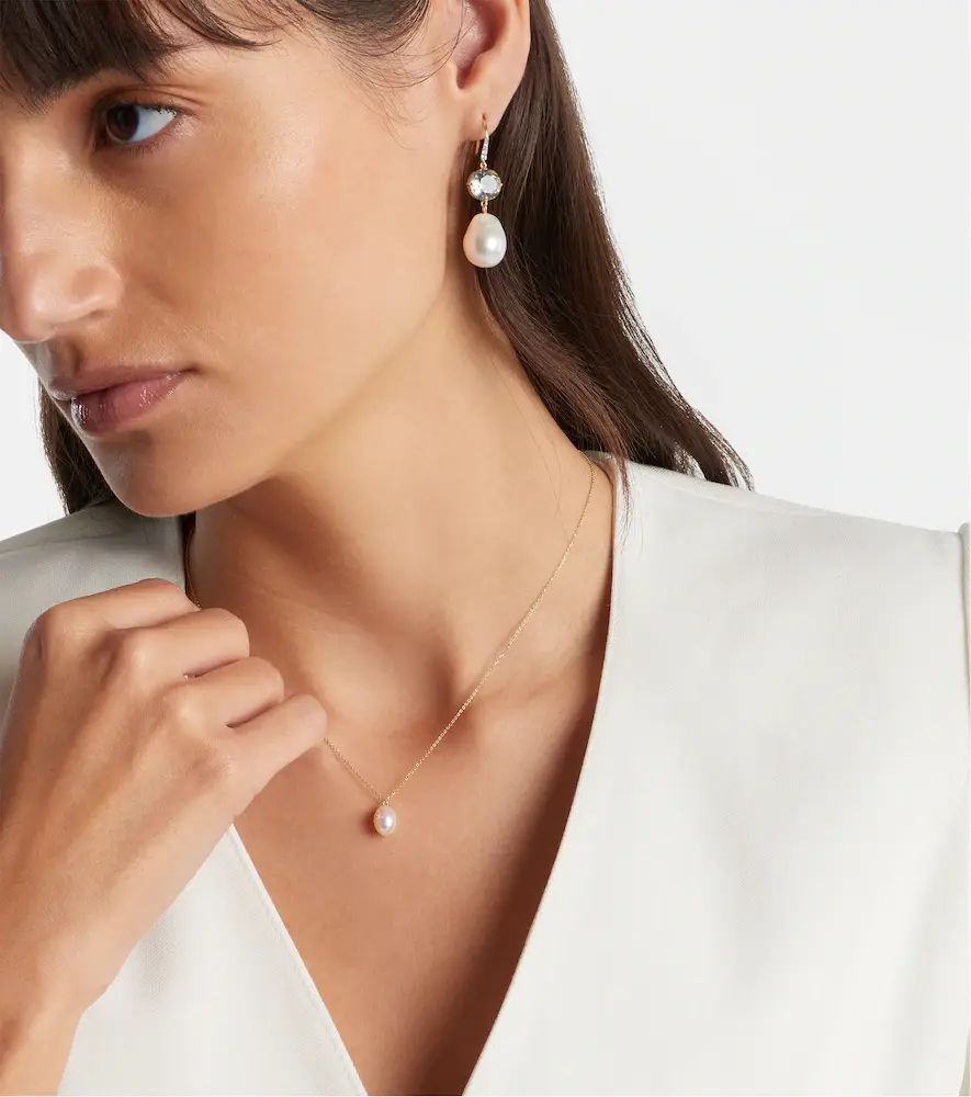 Mateo 14kt gold pendant necklace with pearl and diamond | Thumbnail 4 Mateo 14kt gold pendant necklace with pearl and diamond | Thumbnail 4