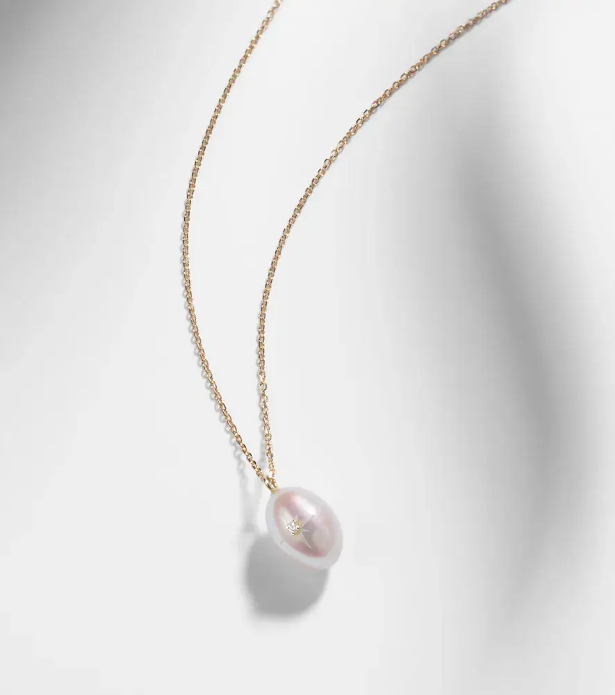 Mateo 14kt gold pendant necklace with pearl and diamond | Thumbnail 6 Mateo 14kt gold pendant necklace with pearl and diamond | Thumbnail 6