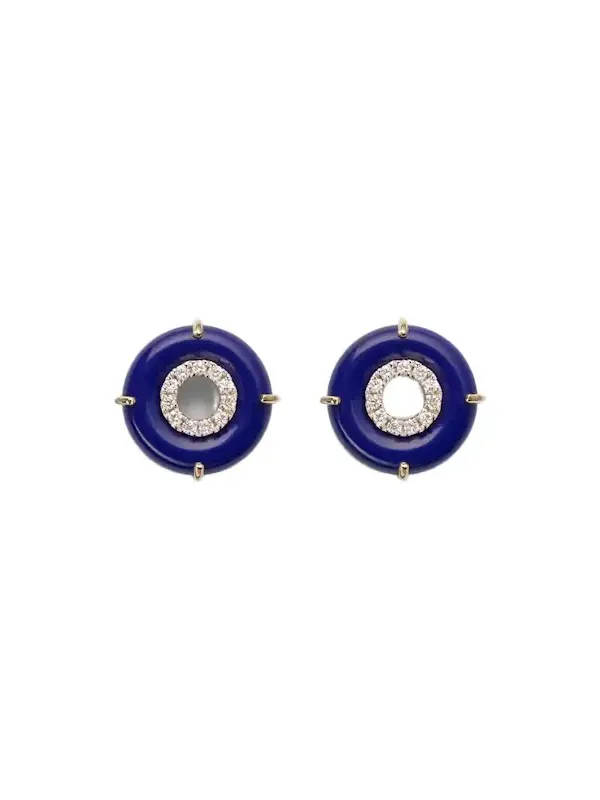 14kt gold earrings with lapis lazuli and diamonds