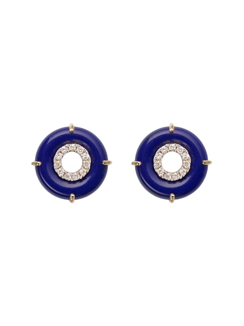 14kt gold earrings with lapis lazuli and diamonds 14kt gold earrings with lapis lazuli and diamonds