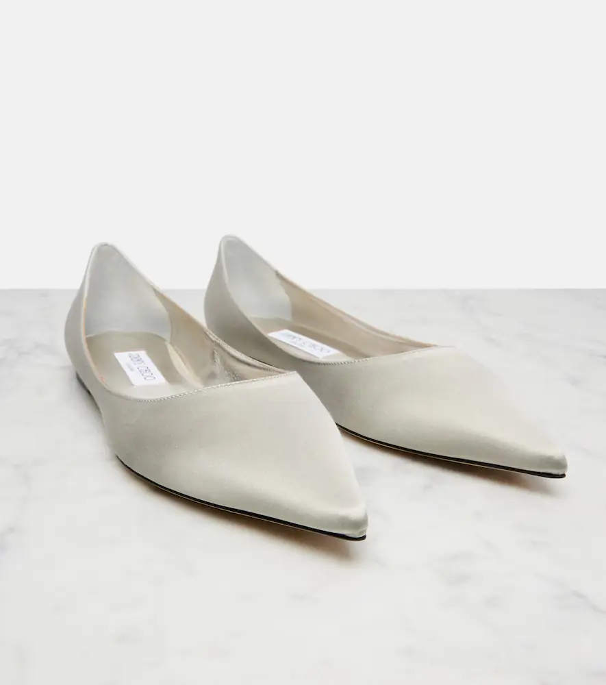 Jimmy Choo Love satin ballet flats | Thumbnail 2 Jimmy Choo Love satin ballet flats | Thumbnail 2