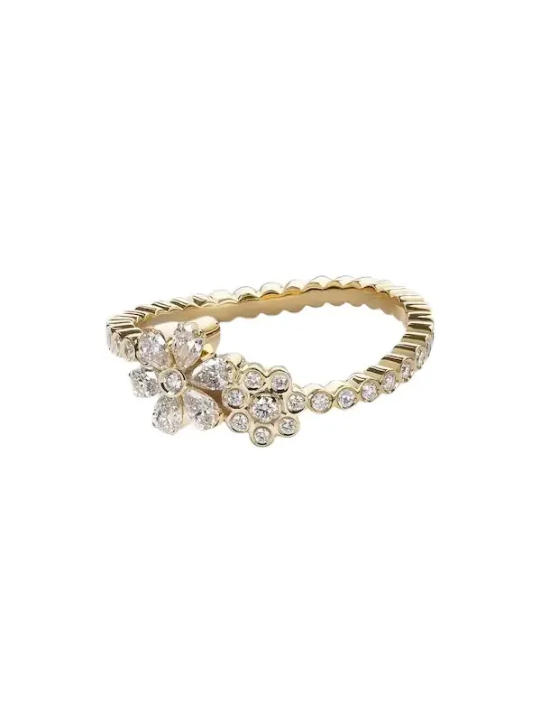 Cosmos Fleur 18kt gold ring with diamonds