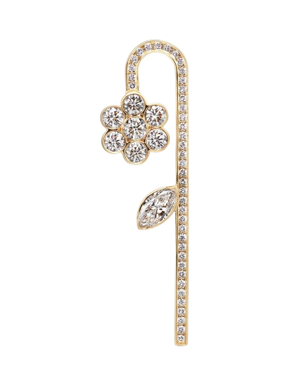 Tournesol 18kt gold earring with diamonds