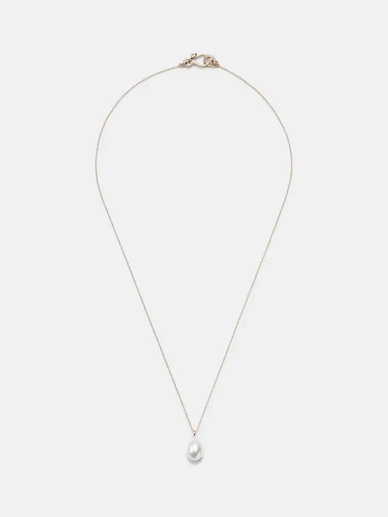 Perle Poire Simple 14kt gold necklace with freshwater pearls Perle Poire Simple 14kt gold necklace with freshwater pearls
