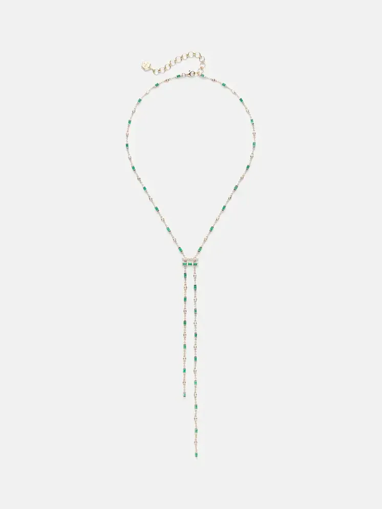 Cascade Y 18kt gold necklace with emeralds and diamonds Cascade Y 18kt gold necklace with emeralds and diamonds