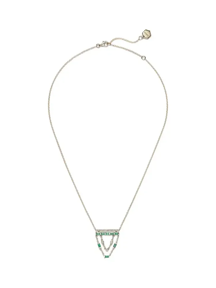 18kt gold necklace with emeralds and diamonds