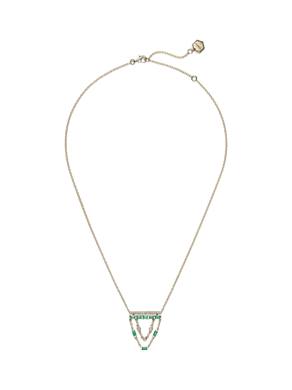 18kt gold necklace with emeralds and diamonds