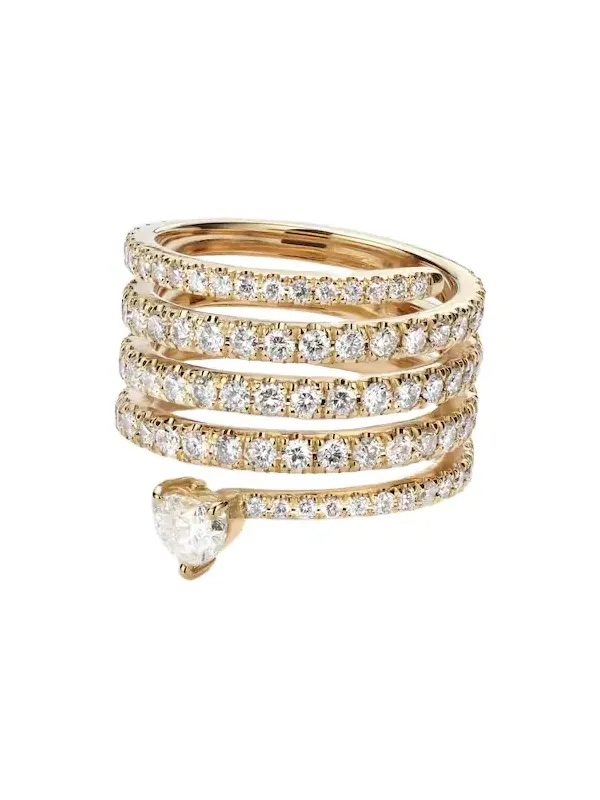 Spiral Heart 18kt gold ring with diamonds