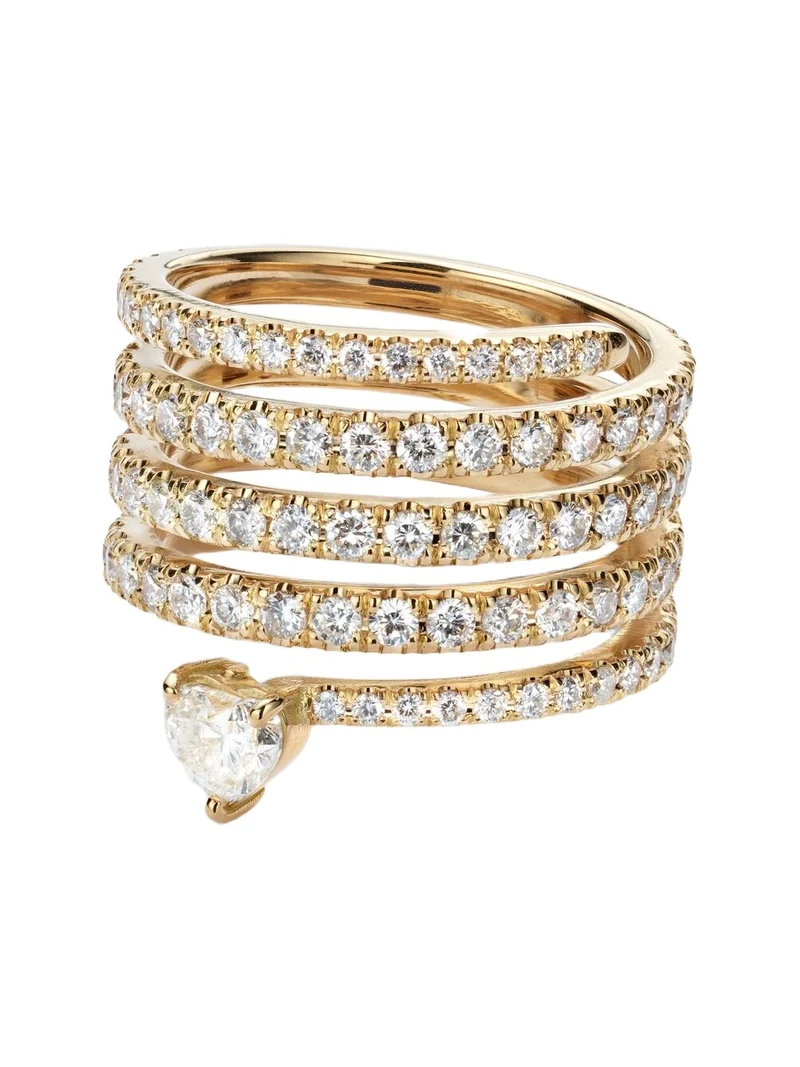 Spiral Heart 18kt gold ring with diamonds