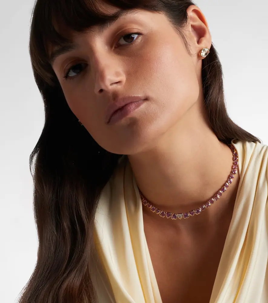 SHAY JEWELRY 18kt rose gold tennis necklace with sapphires and diamond | Thumbnail 3