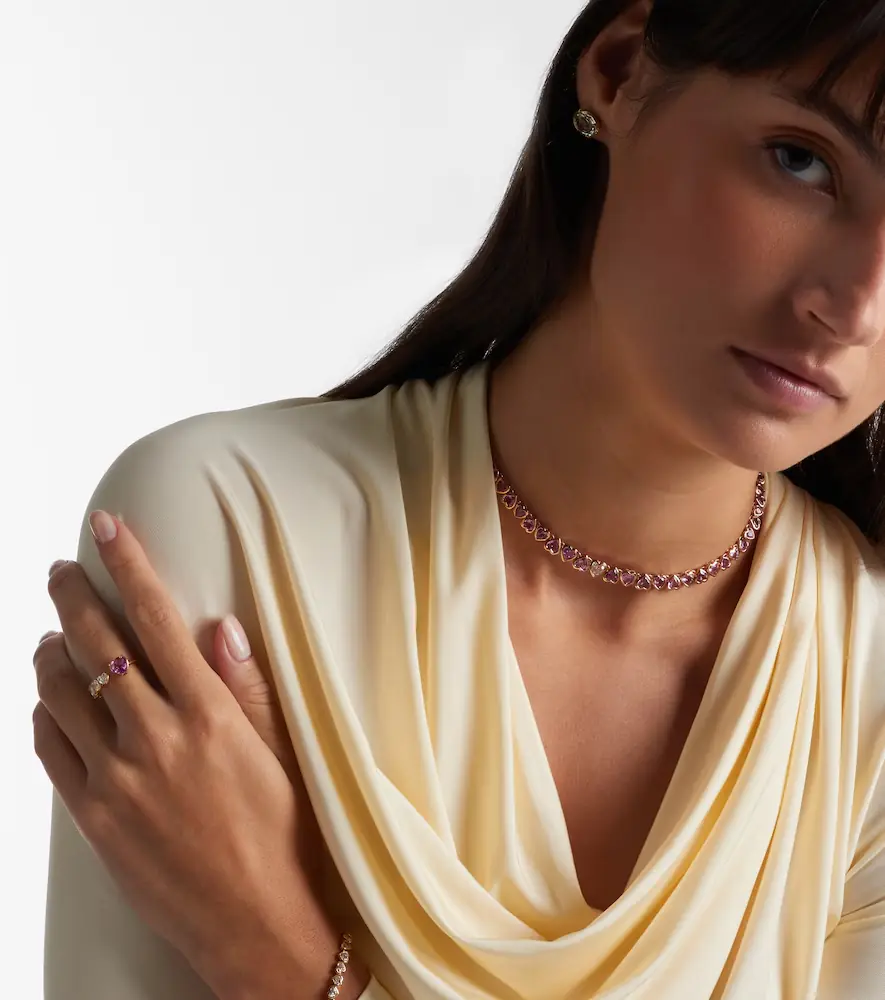 SHAY JEWELRY 18kt rose gold tennis necklace with sapphires and diamond | Thumbnail 4