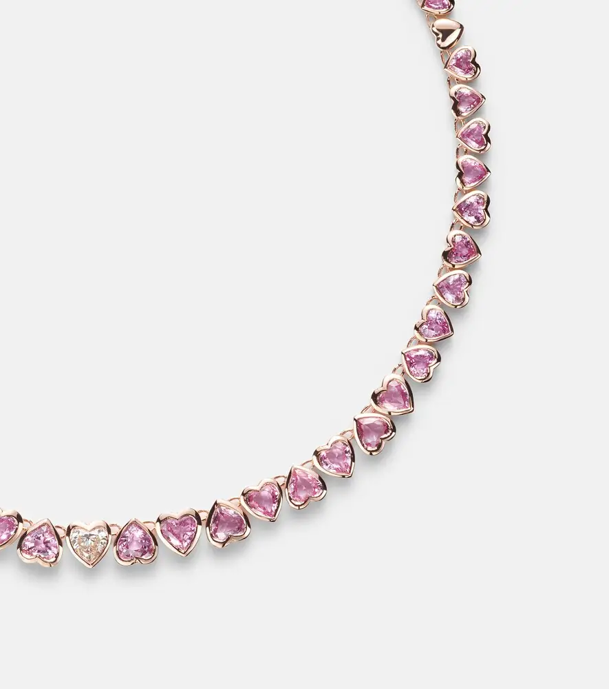SHAY JEWELRY 18kt rose gold tennis necklace with sapphires and diamond | Thumbnail 6