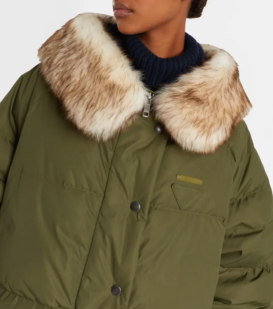 Prada Re-Nylon shearling-trimmed down coat | Thumbnail 7 Prada Re-Nylon shearling-trimmed down coat | Thumbnail 7