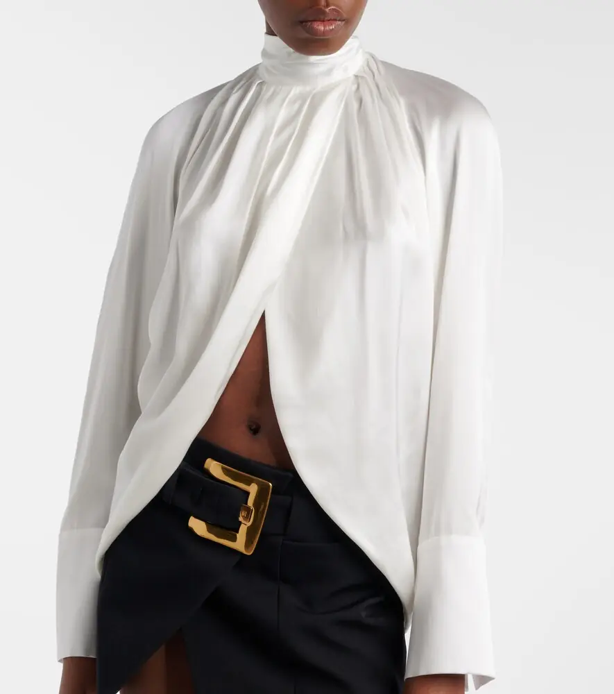 Balmain Draped silk satin blouse | Thumbnail 7