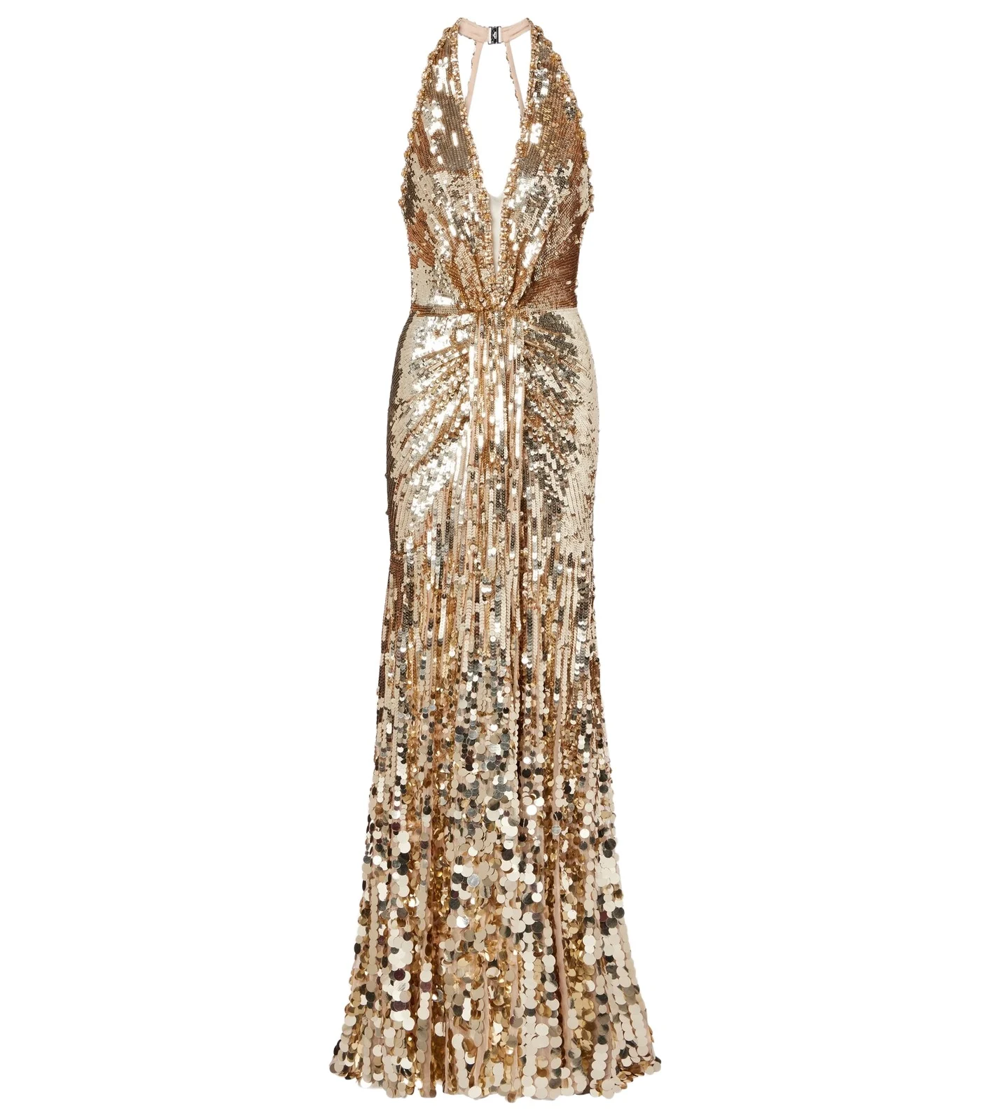 Mars gathered sequined gown