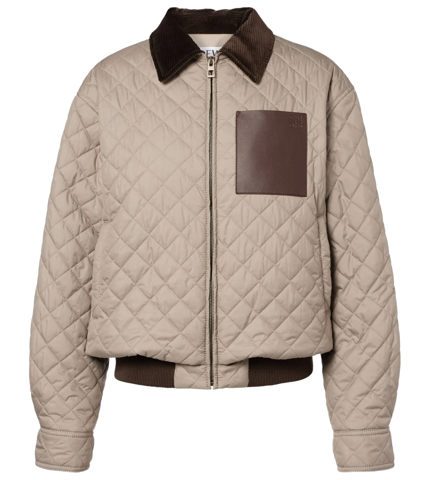Anagram leather-trimmed quilted jacket Anagram leather-trimmed quilted jacket