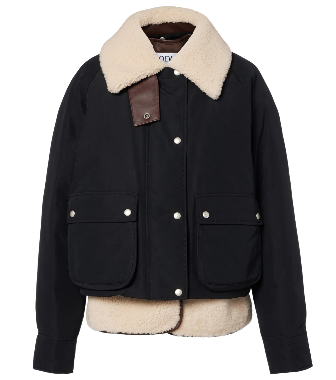 Shearling-trimmed cotton-blend jacket Shearling-trimmed cotton-blend jacket