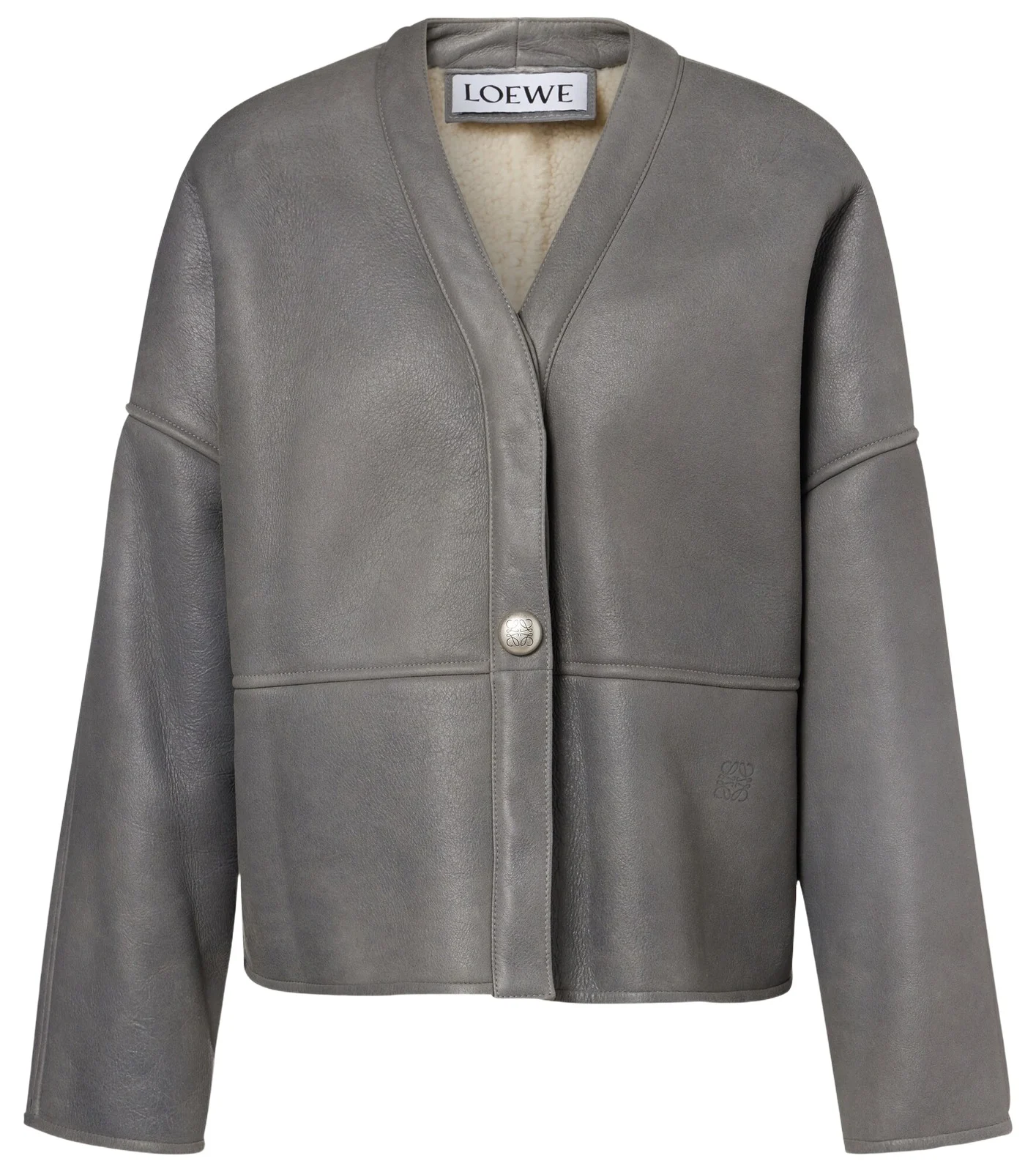 Pebble shearling-lined leather jacket
