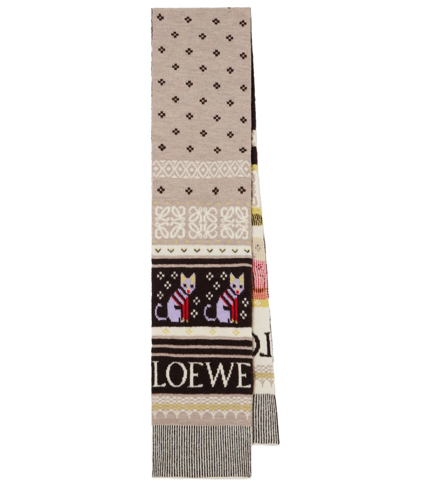 x Louis Wain Fair Isle wool-blend scarf