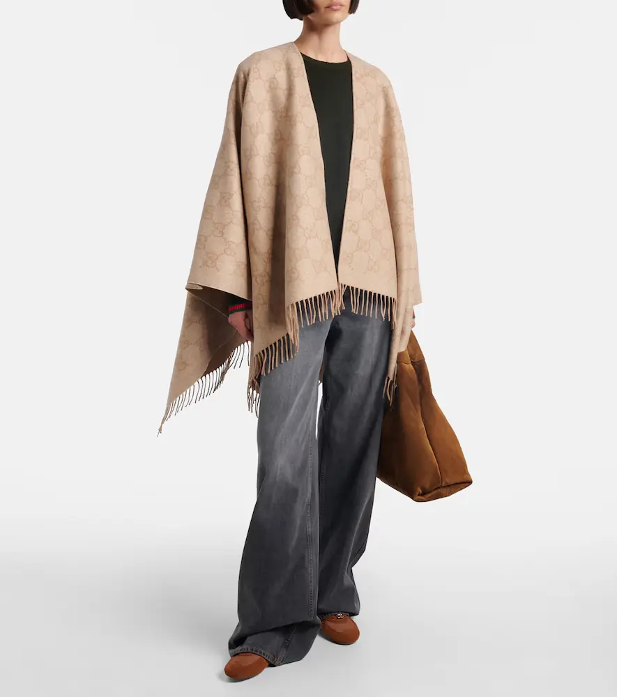 Gucci GG fringed cashmere-blend lamé cape | Thumbnail 5 Gucci GG fringed cashmere-blend lamé cape | Thumbnail 5