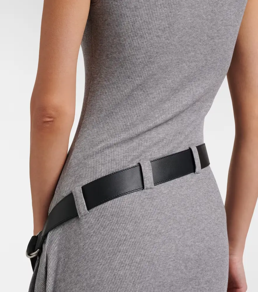 Loewe Belted ribbed-knit draped cotton-blend midi dress | Thumbnail 4