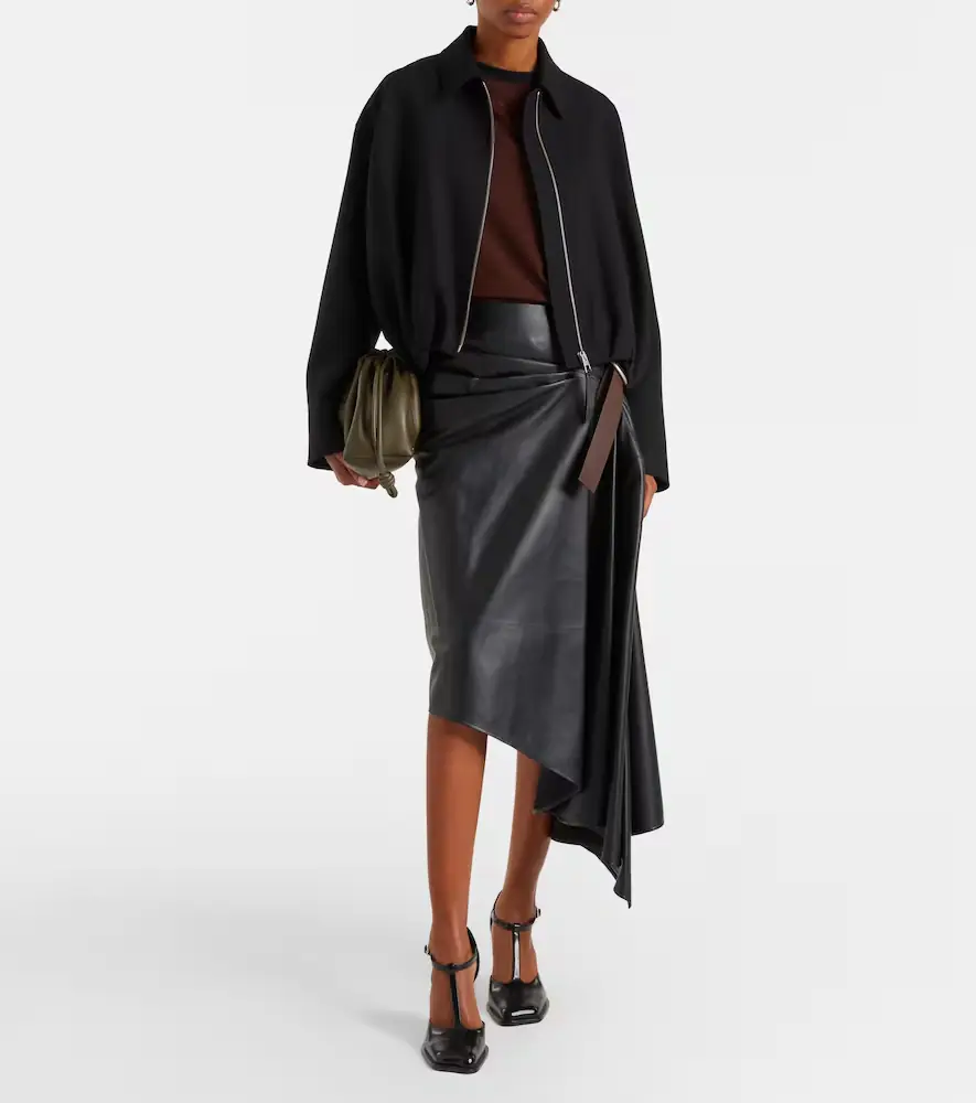 Loewe Asymmetric draped leather midi skirt | Thumbnail 2 Loewe Asymmetric draped leather midi skirt | Thumbnail 2