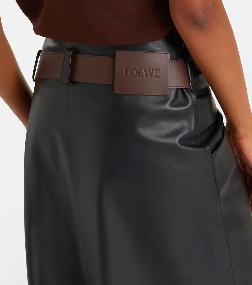 Loewe Asymmetric draped leather midi skirt | Thumbnail 3 Loewe Asymmetric draped leather midi skirt | Thumbnail 3