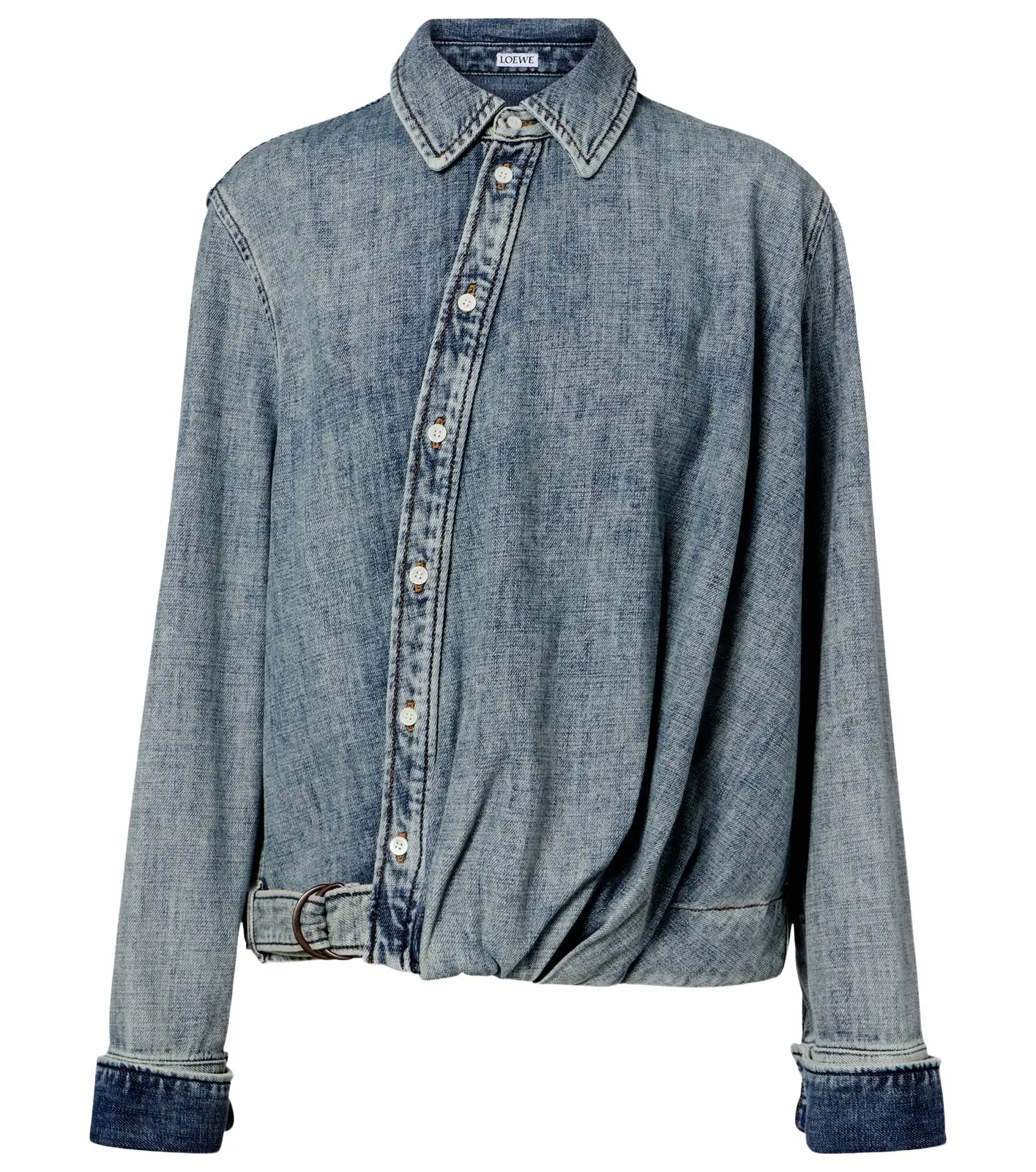 Draped belted denim shirt Draped belted denim shirt