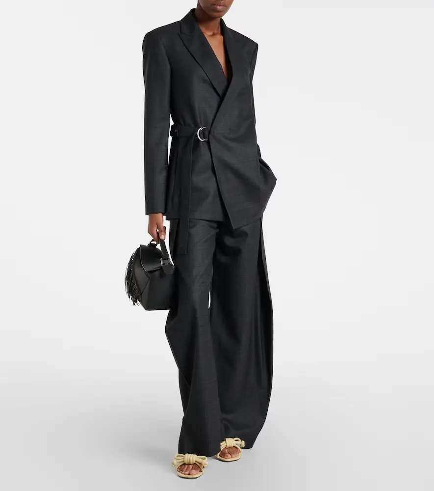 Loewe Checked belt wool barrel-leg pants | Thumbnail 2 Loewe Checked belt wool barrel-leg pants | Thumbnail 2