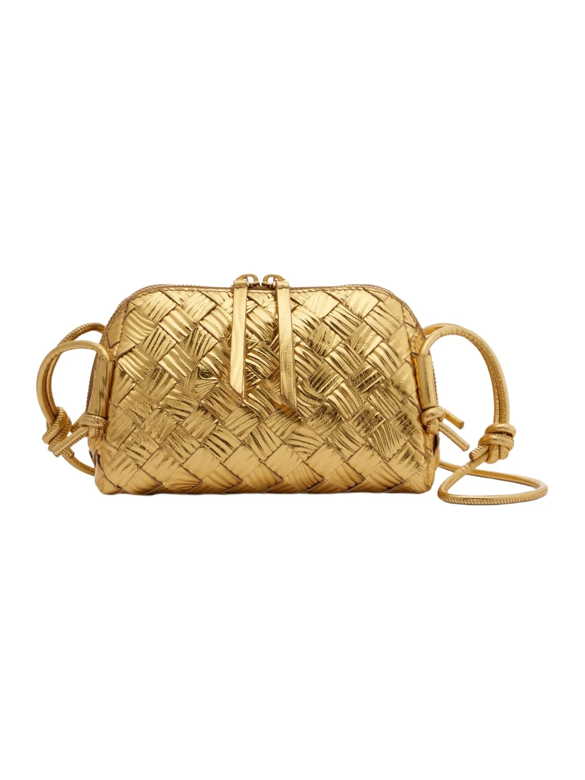 Concert Intrecciato metallic leather pouch